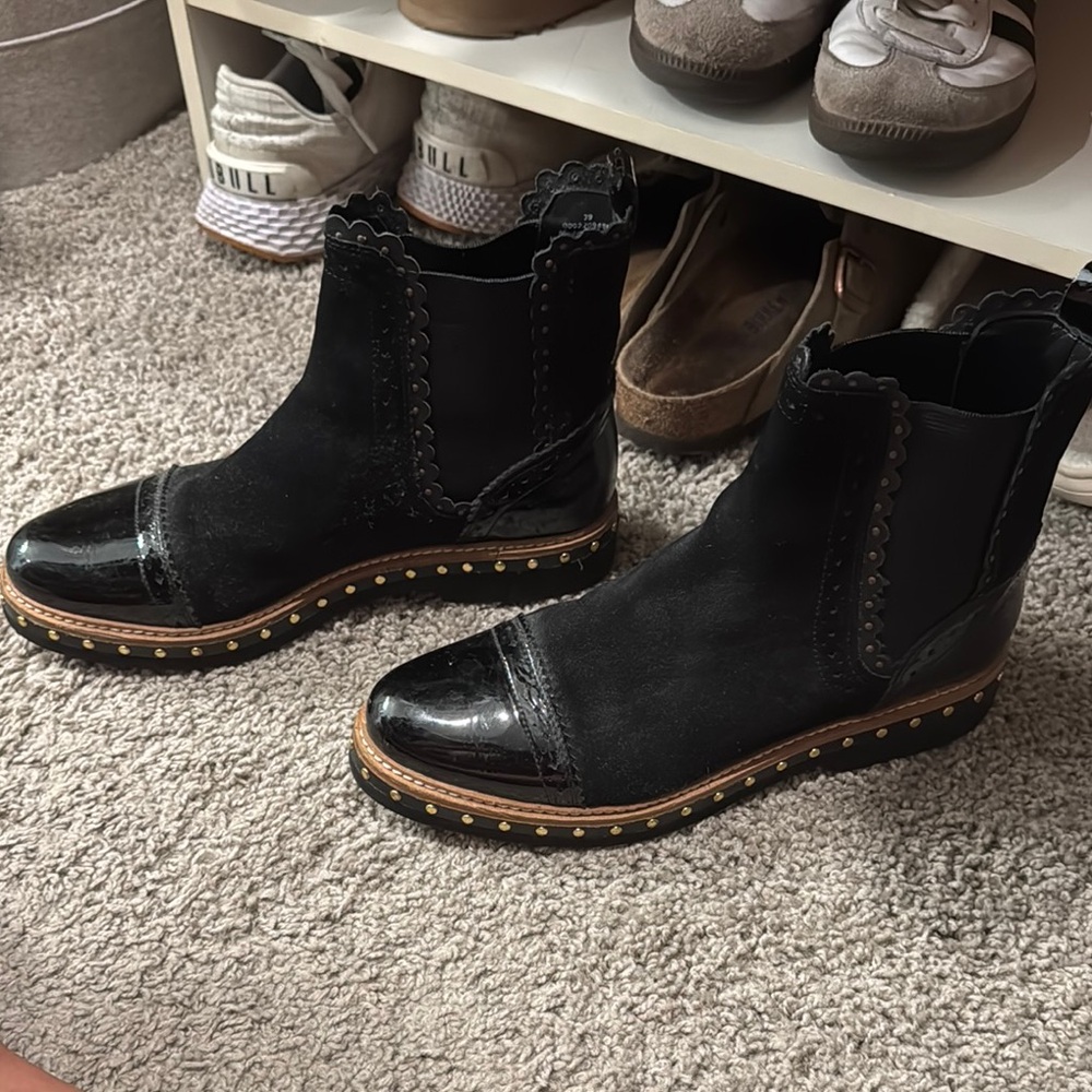 Free People Black Studded Ankle Boots